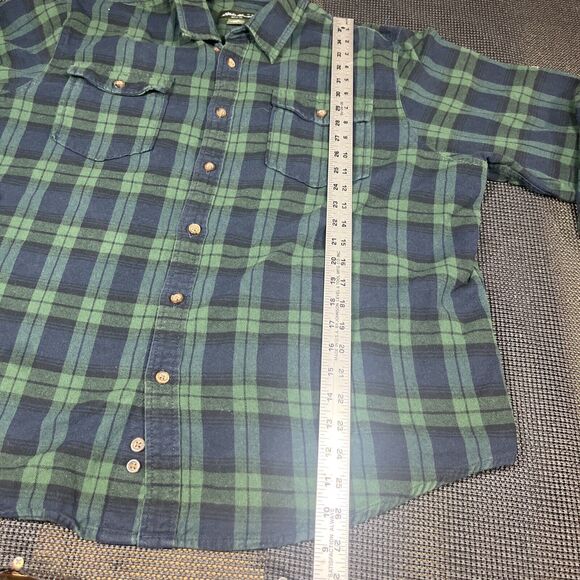 Eddie Bauer Men's Flannel Button Up Shirt Long Sleeve Green Blue Plaid Size XXL - Picture 4 of 6